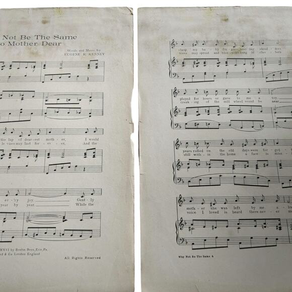1916 Why Not Be The Same To Mother Dear Sheet Music Eugene Kenney - Picture 4 of 10